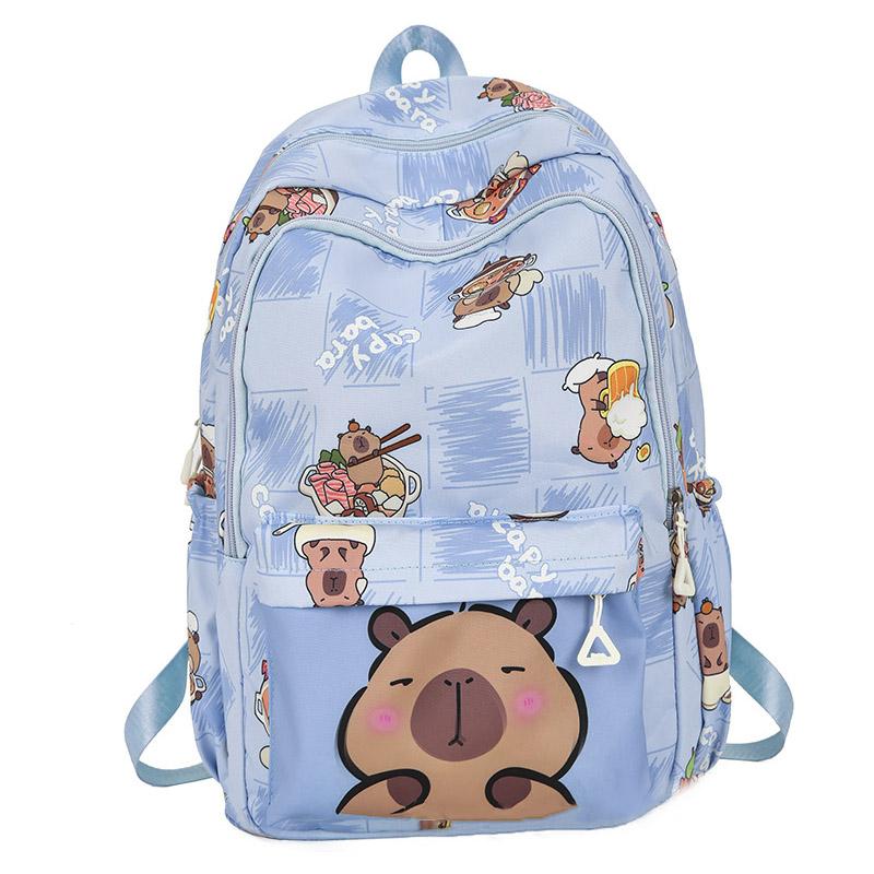 Рюкзак с рисунком Капибара для учеников 3-6 классов, вместительный, защищающий позвоночник и устойчивый к пятнам детский рюкзак
