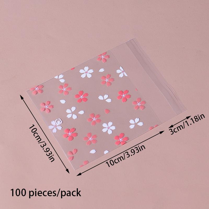 100 шт., упаковочная сумка для сухофруктов, подарочные пакеты, сумка для хлеба, самоклеящаяся белая цветочка, конфеты