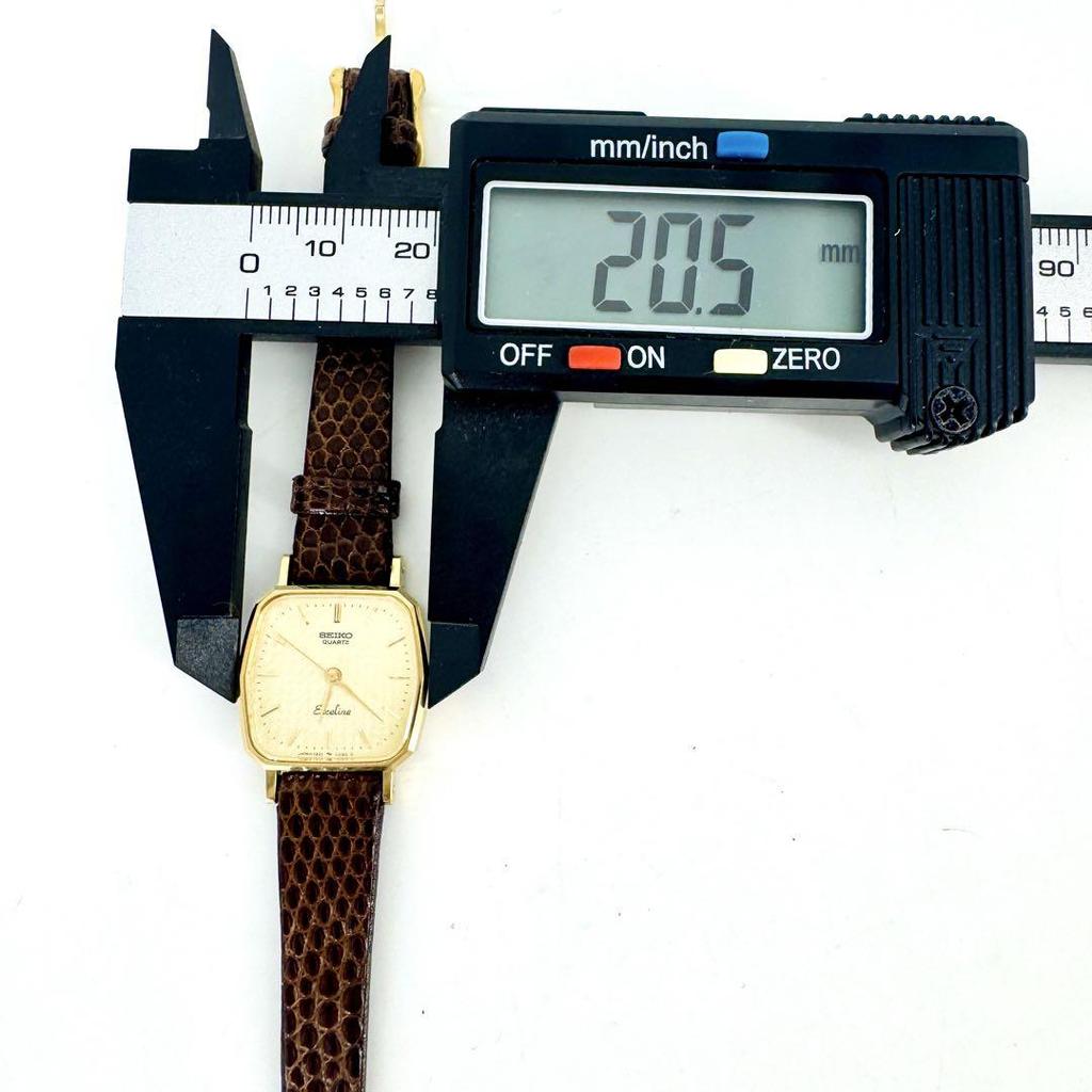 [USED] Battery SEIKO Exceline Watch Gold Leather Strap