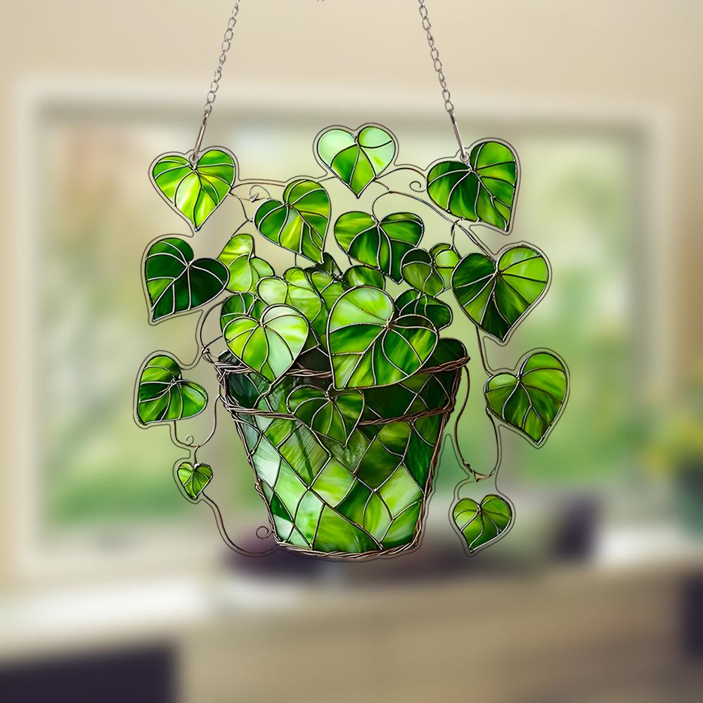 Лидер продаж, керамические украшения в виде зеленых листьев любви, акрил, подвесные украшения для окон и дверей, украшения для сцен художественных фестивалей, подвесные украшения