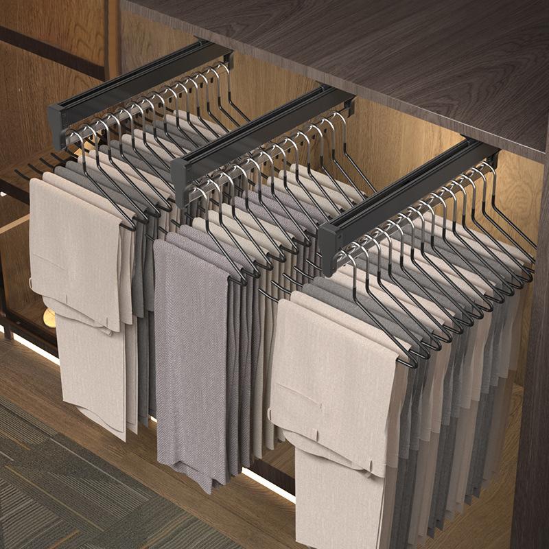 Top Mount Wardrobe Hanger Pulling Out Hangers Extendable Clothes Rail Adjustable Wardrobe Telescopic Rail Rack Trouser Organiser