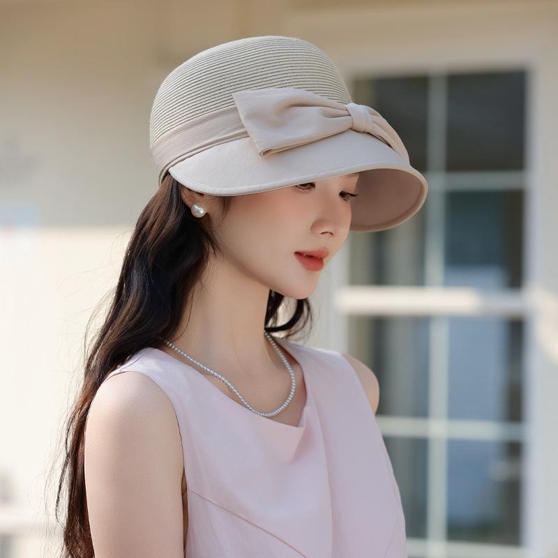 Summer Taizhou Wenling new hat women's high-end Lafite straw hat bow sun hat sun hat