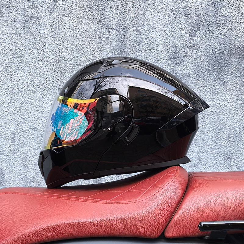 Small Shell Helmet Peel-off Helmet Motorcycle Helmet Locomotive Double Lens Men's and Women's Four-season Motorcycle Cruise Helmet Large