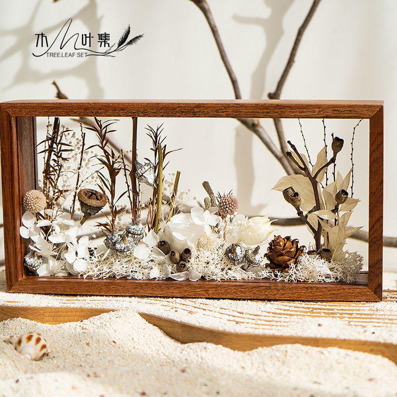 Eternal Flower Solid Wood Frame DIY Kit: Handmade Dried Flower Ornament for Team Building & Gifting