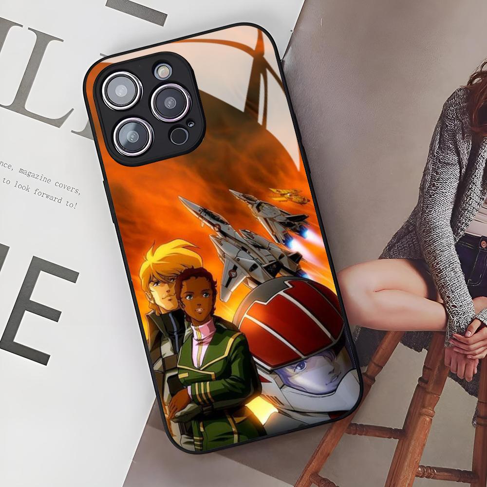 Чехол для телефона Robotech из аниме для iPhone 16 15 14 12 11 13 Pro Max Mini X Xr Xs Se 8 Plus Стеклянная крышка