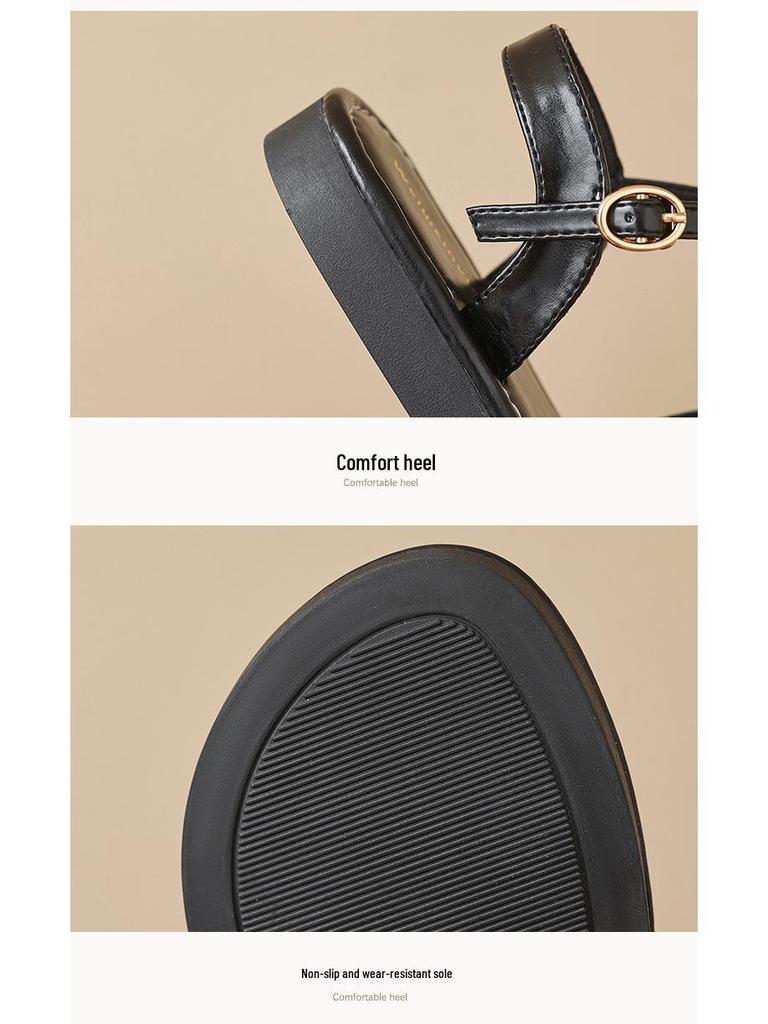 Weiwei Girl 020-1 French Style Flat Roman Sandals - Summer 2024 Women's One-Strap Shoes