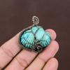 Aqua Titanium Shell Handmade Copper Wire Wrap Pendant 1.77" q9m64