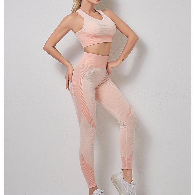 Женский бесшовный трикотажный комплект для йоги осень/зима: Эластичный фитнес-костюм из 3 предметов для поднятия бедер