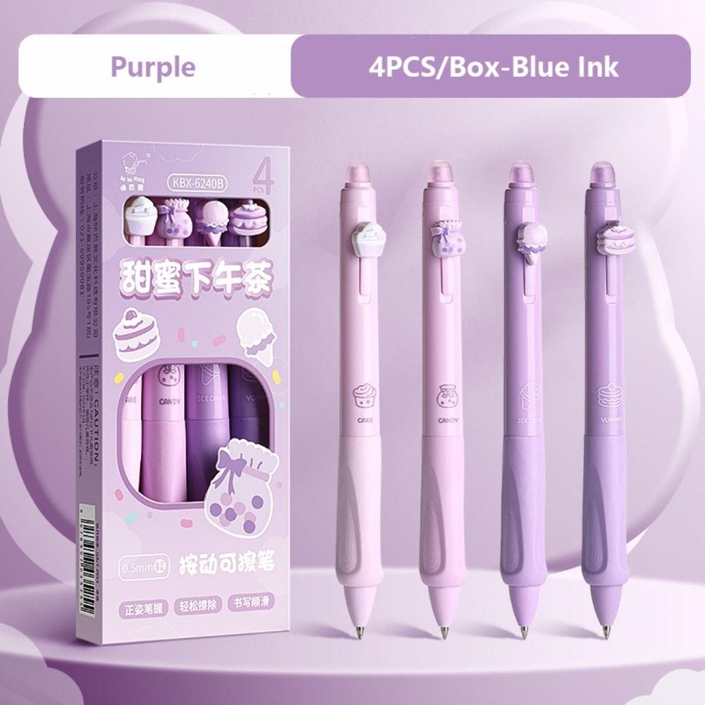 4 шт./кор. 0,5 мм черная/синяя стираемая ручка-ручка с нажимным типом нейтральная ручка для письма школьный офис