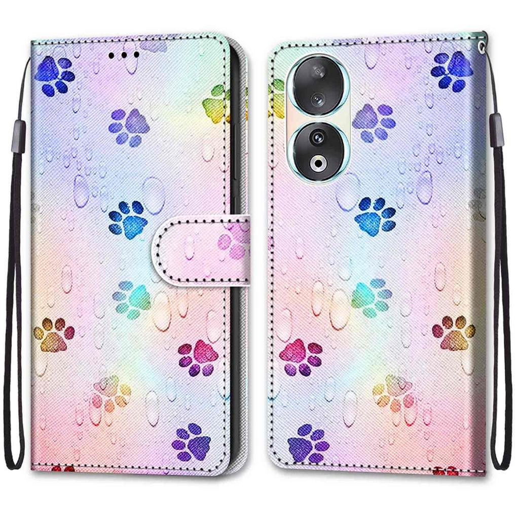 Fashion Painted Pattern Cover Lanyard Flip Leather Case For iPhone Samsung Huawei Honor Xiaomi Redmi OPPO Realme Moto Asus
