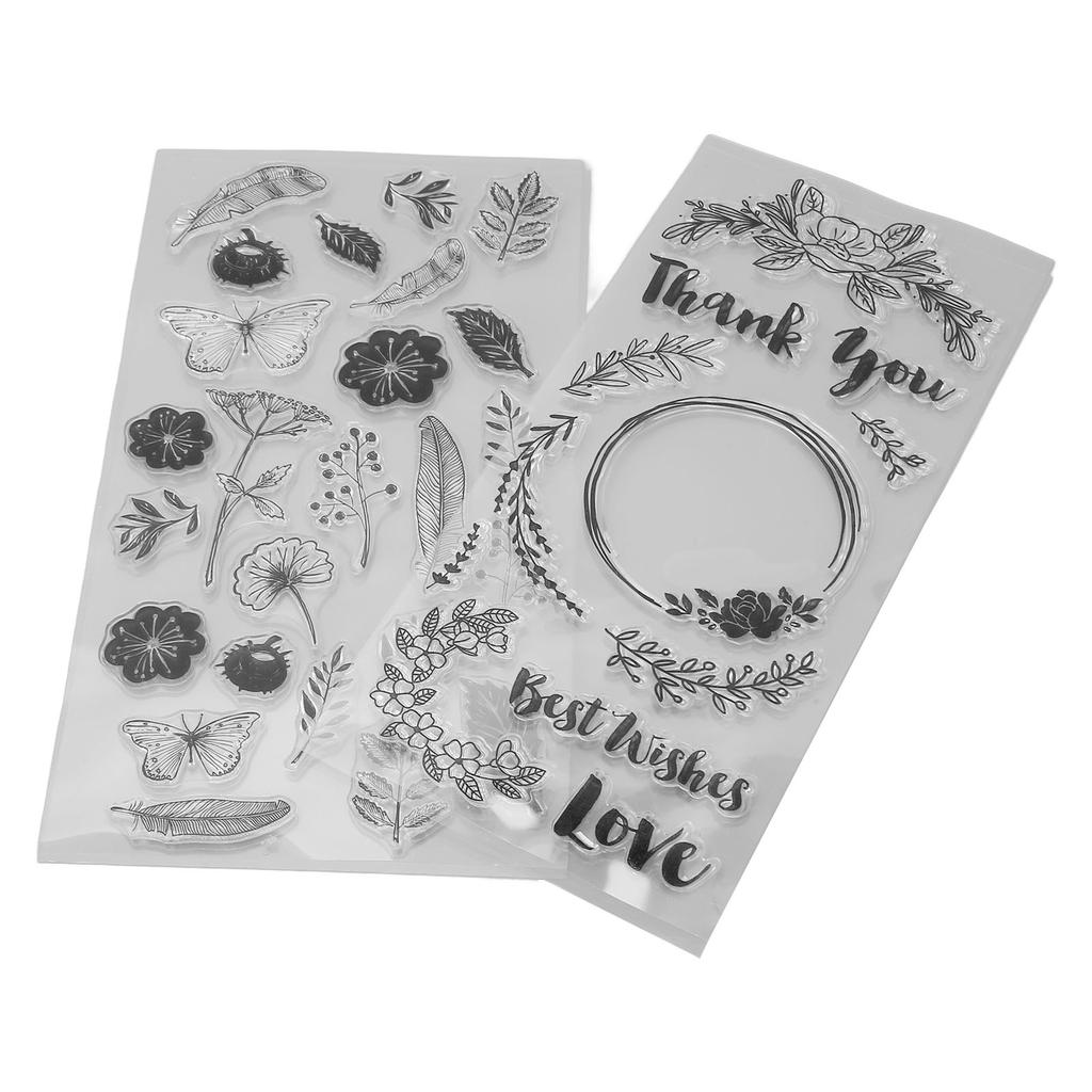 2 шт. штампы в виде бабочек с прозрачной печатью из силикона для самостоятельного изготовления комбинированных карточек, декоративные штампы