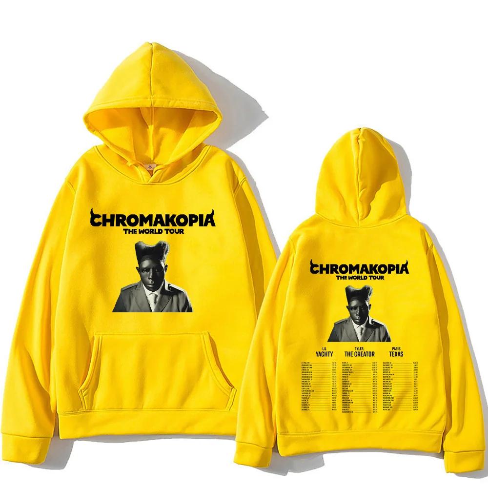 Tyler The Creator Chromakopia World Tour Толстовки Ретро Классика Подарки для фанатов Пуловеры Унисекс Двусторонний принт Свитшот Свободные топы High Street