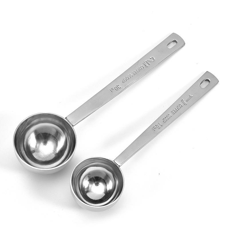 Stainless Steel Long Handle Measuring Spoon Set: 30ml Coffee, 15ml Milk/Fruit Powder - Perfect Baking Tool