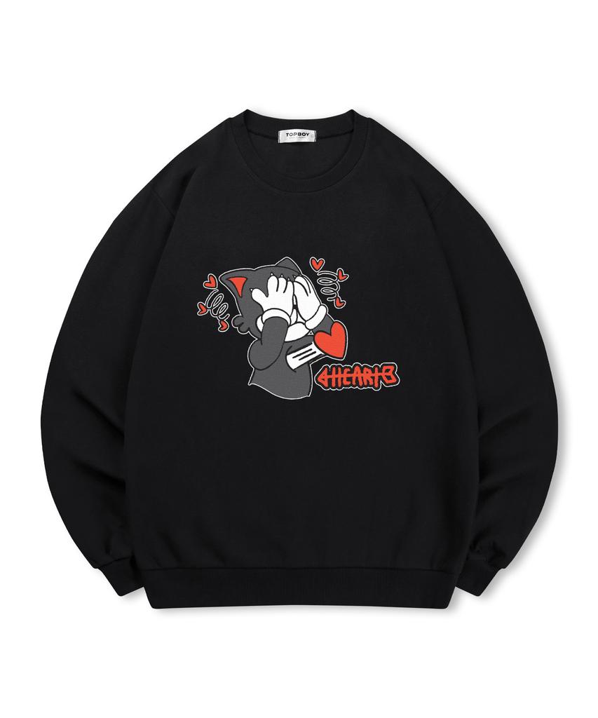 TOPBOY [Non-Fleece Or Fleece-Lined] Heart Beat Print Sweatshirt (Type C)