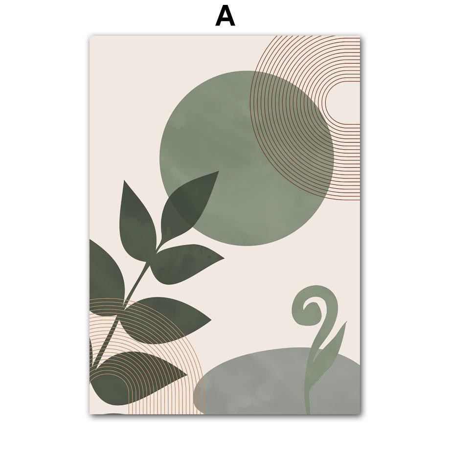 Geometric Abstract Poster Leaf Sun Rainbow Bohemian Wall Art Oil Painting Nordic Living Room Home Decoration Wall Picture Print