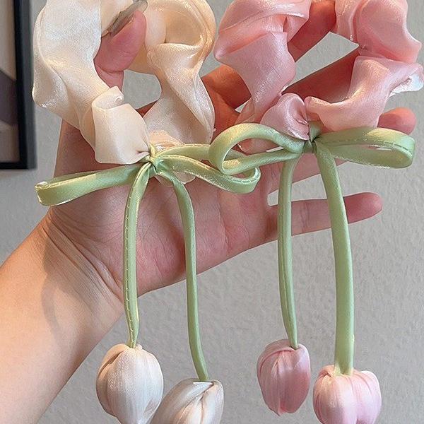 Детская резинка для волос в виде цветка тюльпана для девочек - Резинка-скранч для прически «хвост принцессы» Новый стиль 2025