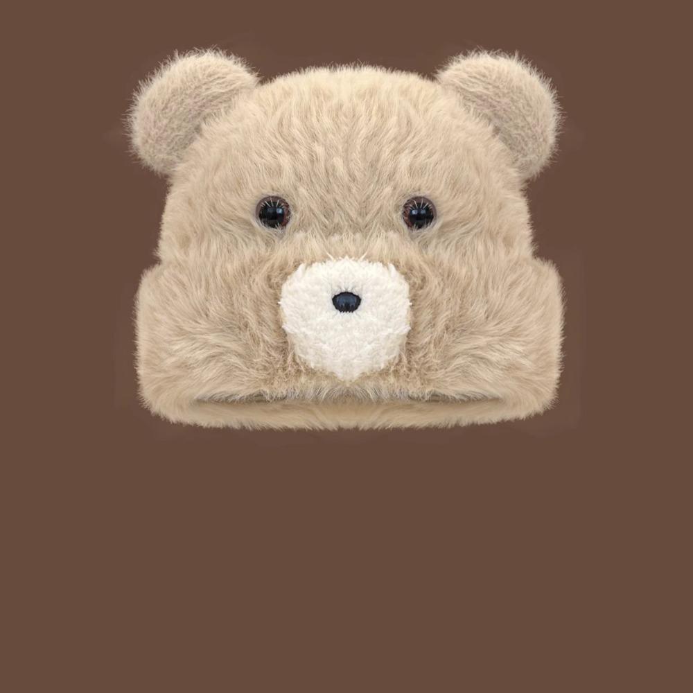 Korean Cute Bear Ear Hat Warm Women Fluffy Hat Fashion Pompom Beanie Cap Girls