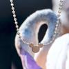 Mickey Minnie round ball chain silver necklace