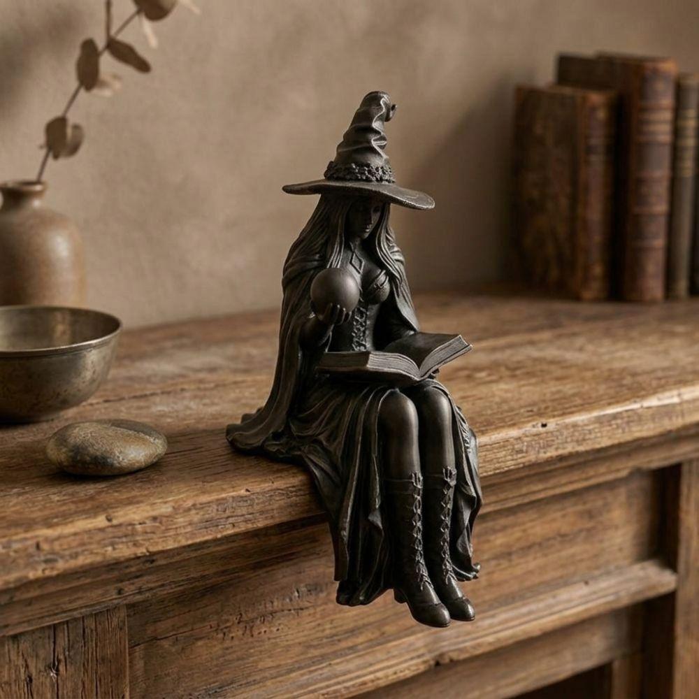 with Book Ball Halloween Witch Shelf Sitter Crystal Ball Witch Statue Bookshelf Decor