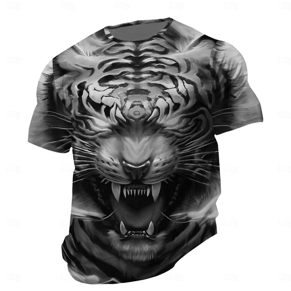 Мужская футболка Футболка свирепый Волк Тигр Круглый вырез Одежда 3D Принт Уличная Повседневная Короткий рукав футболка топ лето мужская Одежда оверсайз