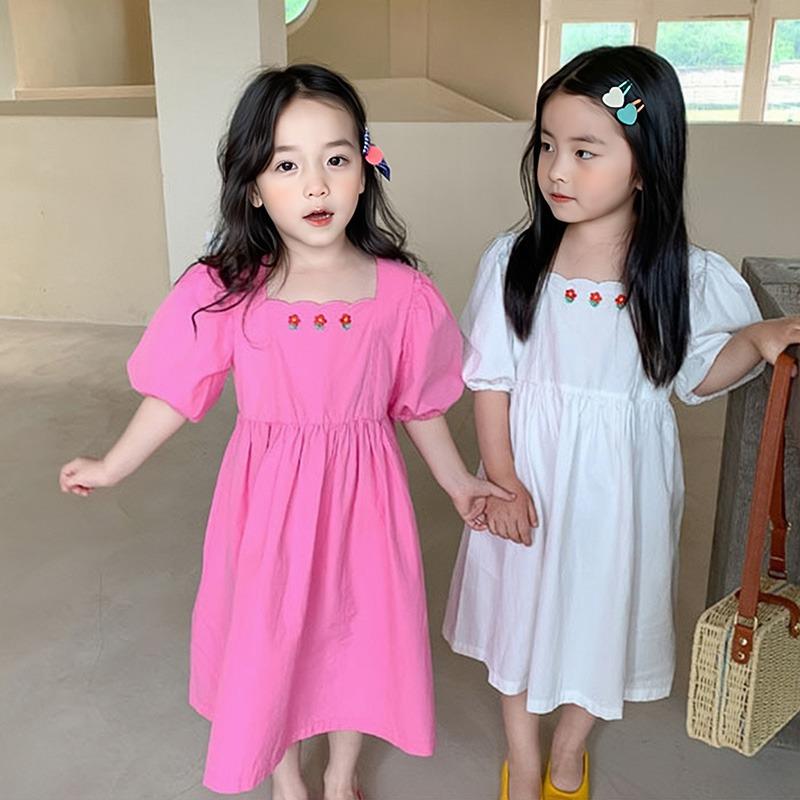 Платье с пышными рукавами для девочек, милое платье принцессы, маленькое цветочное платье