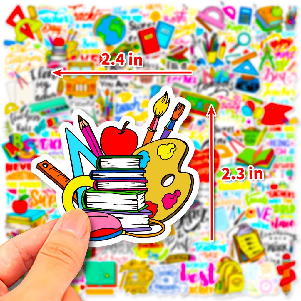 100 PCS Teacher Graffiti Stickers - School Theme Decals for Cars, Bottles, Notebooks