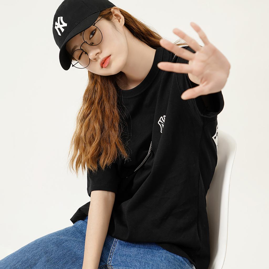 New MLB Set in Sleeve T Shirt Unisex Black 3ATSM8023-50BKS