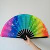 Bamboo Hand Fan Folding Fan Colorful Rave Fans Bamboo Ribs Hand Fans for Festival Dancing Party Decorative Gifts for Men Women