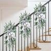 Light Up Christmas Swag Wreath Stairway Swag Teardrop Trim Wreath Door Stair Garland with Berry Bow Plastic Xmas Holiday Home Decor