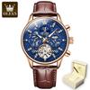 OLEVS 6658 With Gift Box Multi-function Night Light Hollow Perspective Flywheel Men's Watch Men's Watch