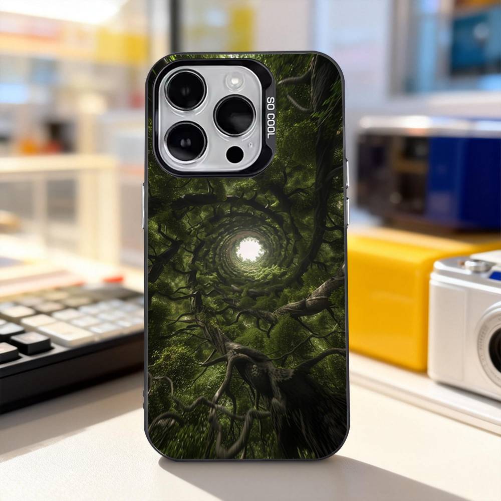 Чехол для телефона "Древо Жизни Космос" Для iPhone 17,16,15,14,13,12,11,Pro,XS,Max,Plus,Mini,SE4,E IMD Матовый черный