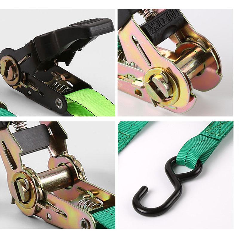 10/8M x 25mm Car Tension Rope Tie Down Strap Strong Ratchet Belt Luggage Bag Cargo Lashing With Rope Tensioner Metal Buckle Tow
