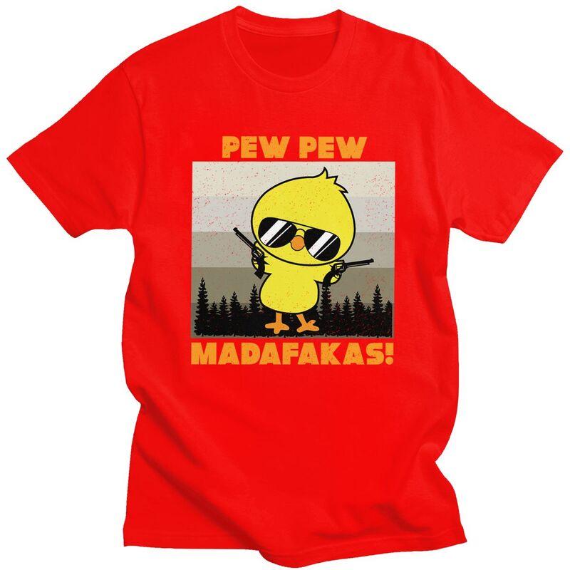 Мужские винтажные футболки Pew Madafakas с уткой, с коротким рукавом, для отдыха, модные, из чистого хлопка, подарок