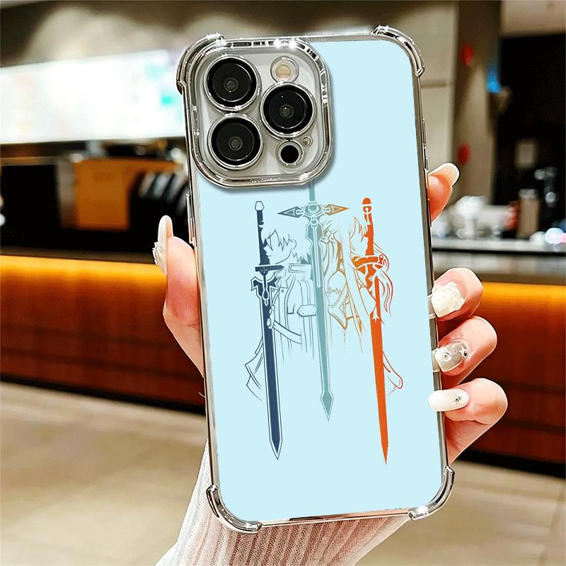 Аниме Чехол для телефона с покрытием Sword Art Online Для Iphone 16 17 Pro Max Air 16E 14 15 Plus 12 13 Mini Противоударный Чехол с Airbag