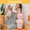 Adorable Pink And Brown Plush Rabbit Doll Soft Toy For Couples Cozy Bedtime Companion