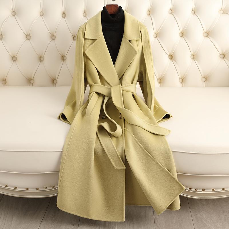 Double-sided Cashmere Coat Women's Medium and Long Autumn and Winter New Woolen Solid Color Double-sided Woolen Coat