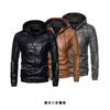 Зимняя новая утолщенная мужская куртка из искусственной кожи большого размера, британская модная кожаная куртка с капюшоном, мужская верхняя часть