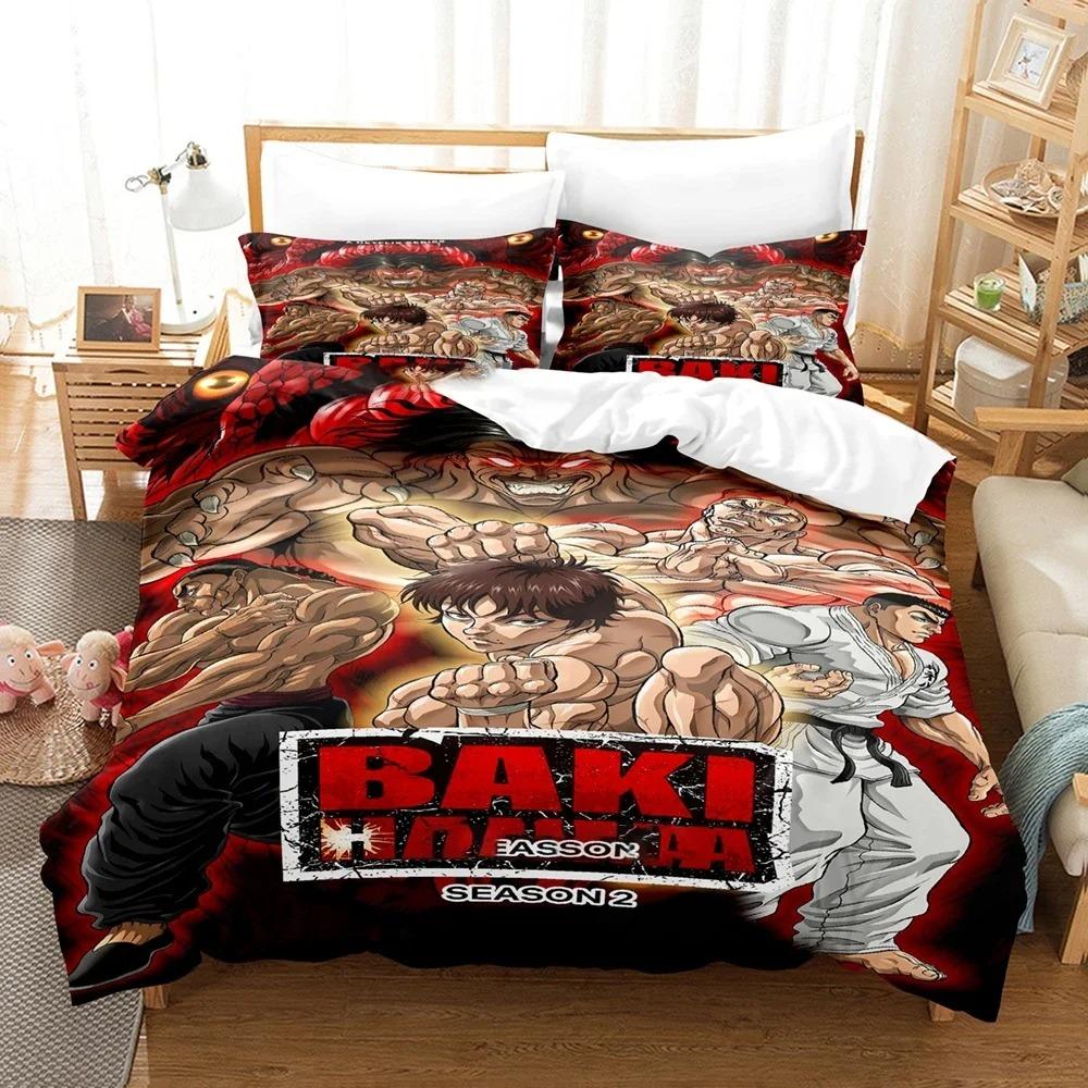 Баки Ханма Взрослые И Мальчики Аниме 3D Принт Комплект Пододеяльника Односпальный Двуспальный Размер Квинсайз Кингсайз Пододеяльник Наволочка