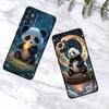 Мультяшный Аниме Панда Милый Для Samsung A41 A35 A34 A33 A32 A25 A24 A23 A21s A06 A05 A04 A03 Note 10 20 Ultra 5G Черный Чехол для Телефона