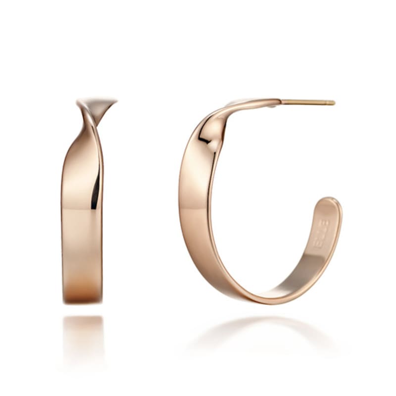 ELLE Jewelry Wide 14K Gold Hoop Earrings (Gold Pin) ELGPEE235
