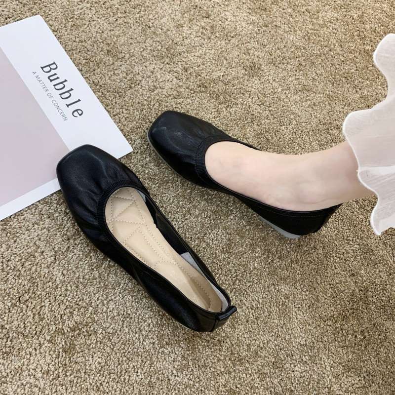 Женские неглубокие туфли на плоской подошве, универсальные из мягкой кожи с мягкой подошвой, супермягкие туфли Doudou, новая модель 2025 года, ленивые туфли бабушки