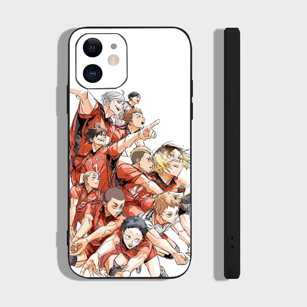 Аниме H-Haikyuu Nekoma Чехол для телефона Для iPhone 17 Air 16 15 14 13 Pro Max 11 12 Черный силиконовый чехол