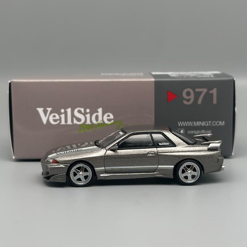 МИНИГТ 1:64 VeilSide R32 Nissan Skyline GTR Металлическо-серый Литой Автомобиль Модель 971