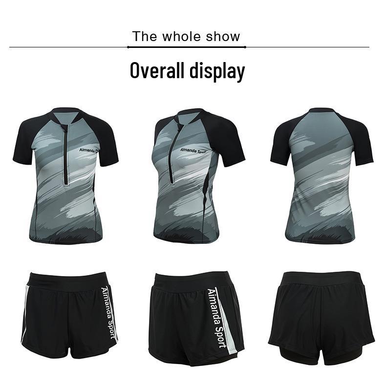 Женский спортивный купальник-двойка большого размера 2024 с лоскутным дизайном