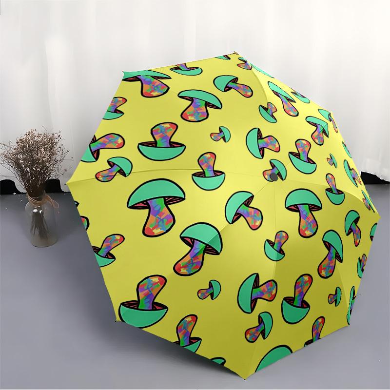 1pc Mushroom Pattern Automatic Open/close, All-Season Portable Folding Umbrella, Travel, Everyday, Formal Events110