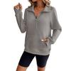 Women's Sweatshirts Half Zip Long Sleeve Lapel Sweater Casual Pullover Top with Pocket Autumn Loose Clothes