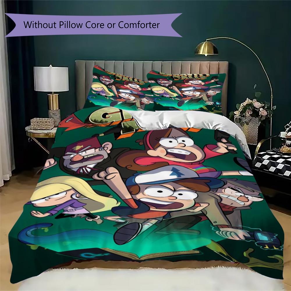 Gravity Falls Pattern Bedding,Quilt Set Quilt Cover Pillowcase Home Birthday Gift (1*duvet cover+2*pillowcase,without core)XSJT0917320