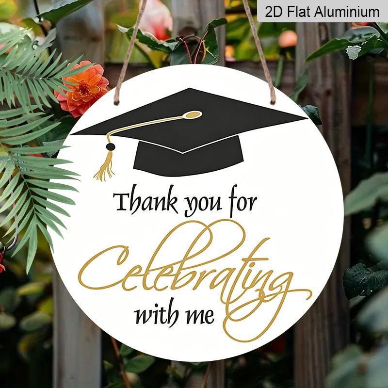 2D Flat Aluminum Graduation-themed Wall Hanging, Available in Various Sizes, with A Black and Gold Minimalist Luxury Style. An Ideal Choice for Home