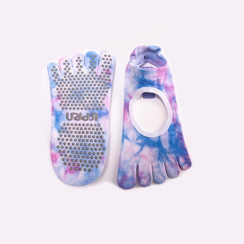 Женские носки для йоги с пятью пальцами, силиконовые нескользящие бандажные носки для балета, пилатеса, дышащие хлопковые спортивные носки с открытой спиной для танцев в помещении