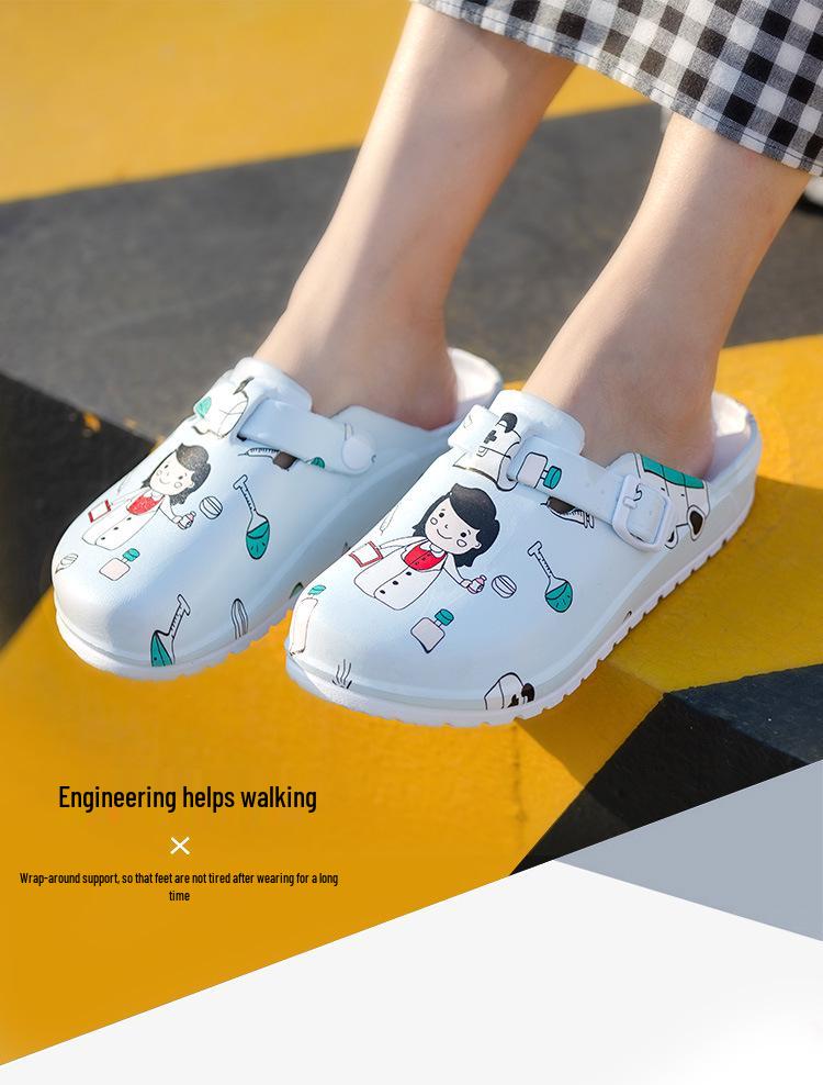 Men's & Women's Cartoon EVA Closed-Toe Soft Sole Protective Slippers for Operating Room & Laboratory